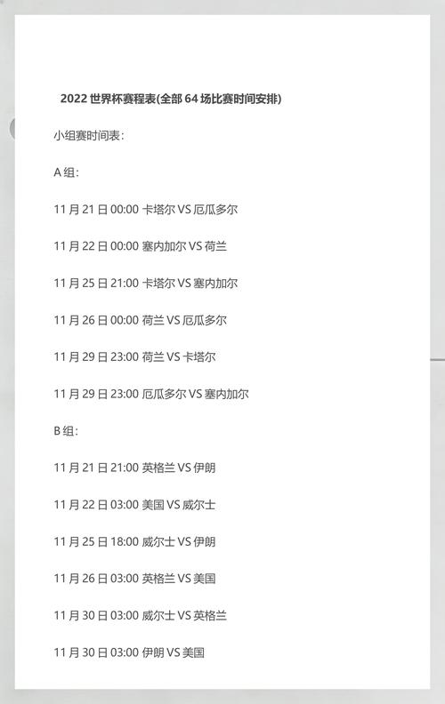 2021世界杯赛程表时间是什么?完整赛程一览